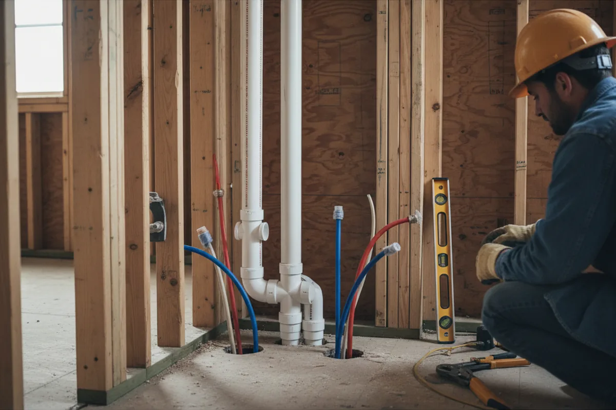 Drain and supply rough-in during Leak Detection in Dewar