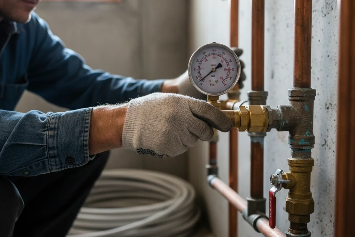 Pressure testing a repaired line during Water Line Repair in Dewar
